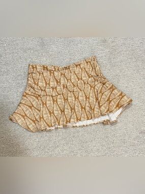 Women’s Mikuta Tan Leaf-Print Smocked Skort XS